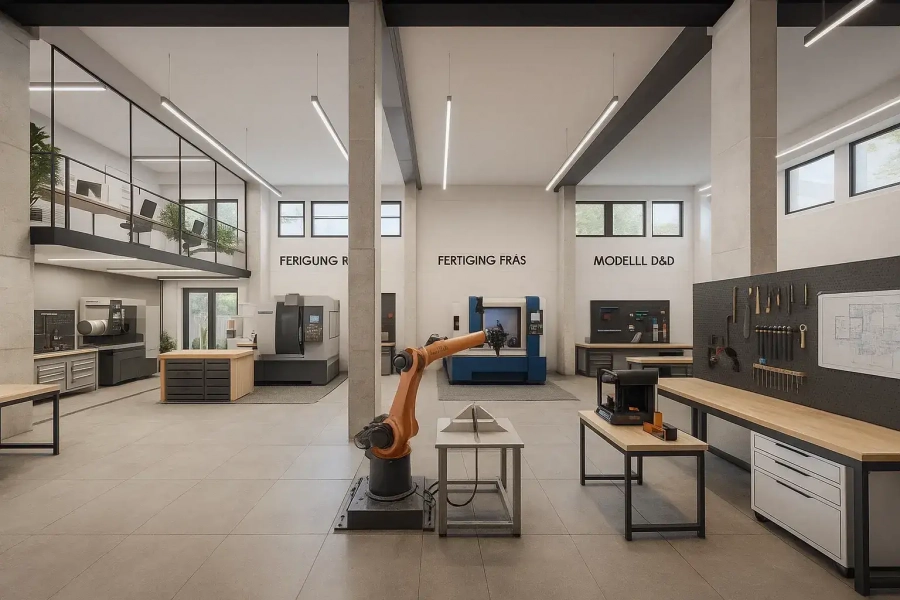 Vision Erdgeschoss-Werkstatt mit Loft-Bürogalerie2