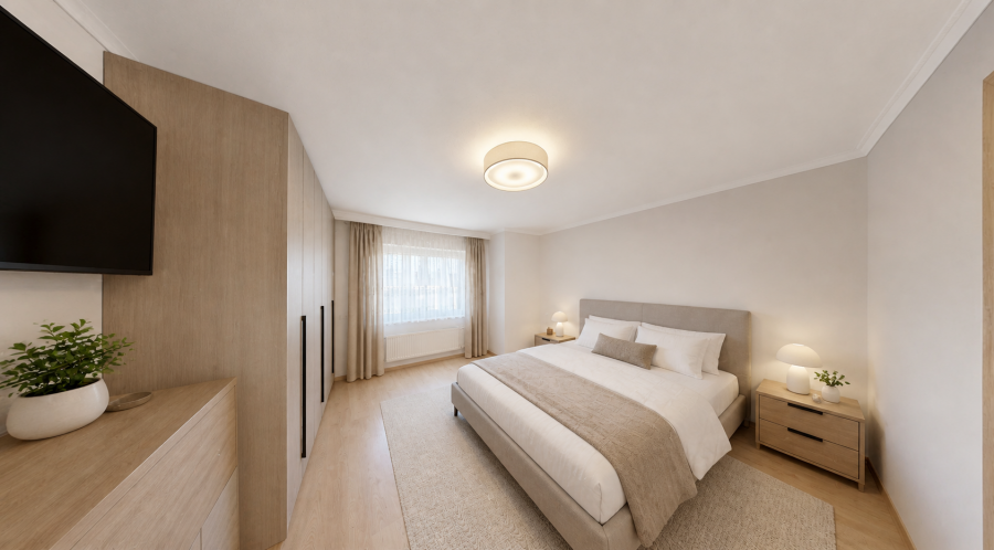 Schlafzimmer Gartenseite links Visualisierung (virtuell eingerichtet)