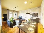 Wohnzimmer aus Essecke - Design trifft Natur – Ferienwohnung am Kanal für bis zu 8 Personen (115m2) in Schönebeck