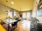 Wohnzimmer aus Kueche - Design trifft Natur – Ferienwohnung am Kanal für bis zu 8 Personen (115m2) in Schönebeck